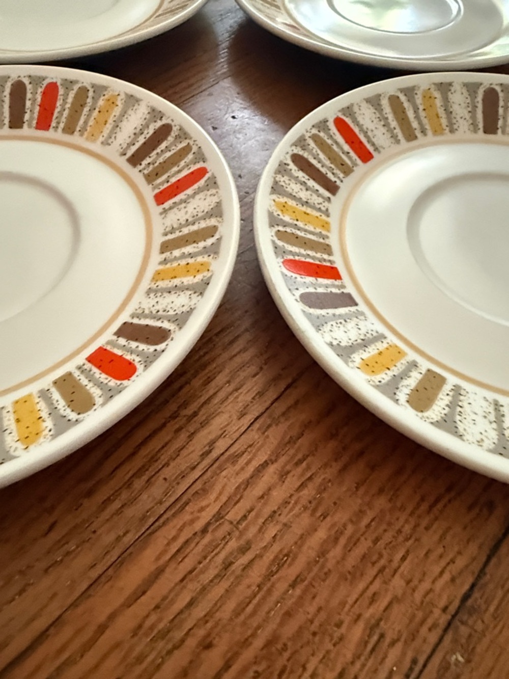 Noritake Mardi Gras Saucers in White Orange, Yellow and Brown Accents Set of 6 - Picture 6 of 8